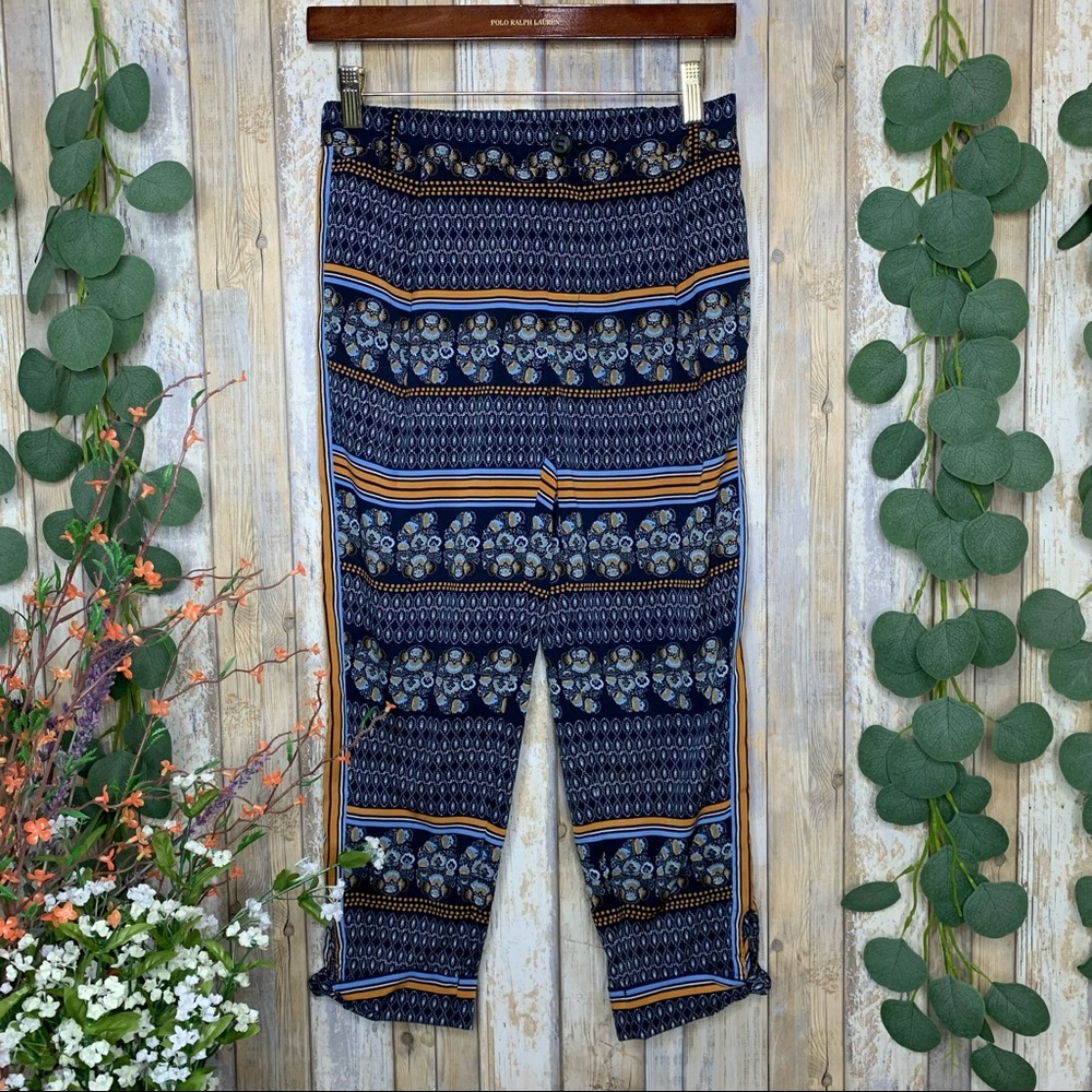 Anthro Petite Elevenses Aralia Printed Cropped Pants
